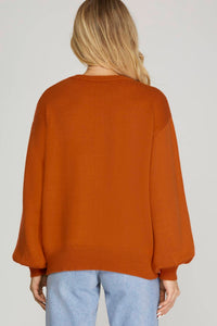 She + Sky - LONG SLEEVE HALLOWEEN PATTERN SWEATER TOP