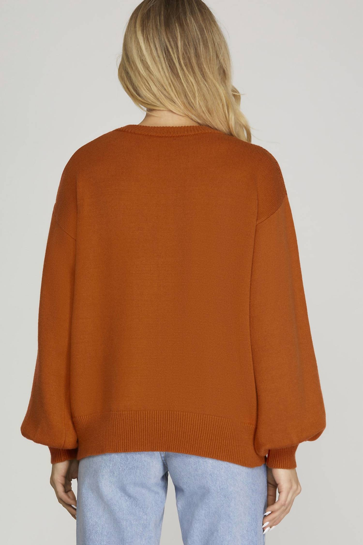 She + Sky - LONG SLEEVE HALLOWEEN PATTERN SWEATER TOP