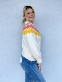 Ces Femme - Mock Neck Long Sleeve Intarsia Sweater
