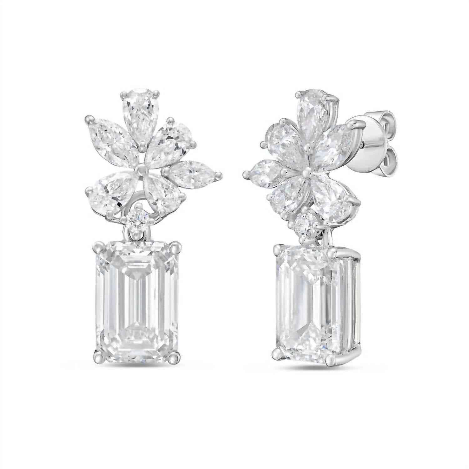 Diana M Jewels - Women's Emerald, Pear, Round & Marquise Lab-Grown Diamond Stud Earrings (15.00 Ct) - Grand