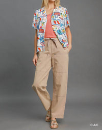 umgee Tropical Resort Print Button-down Top in multicolor - women's shirt