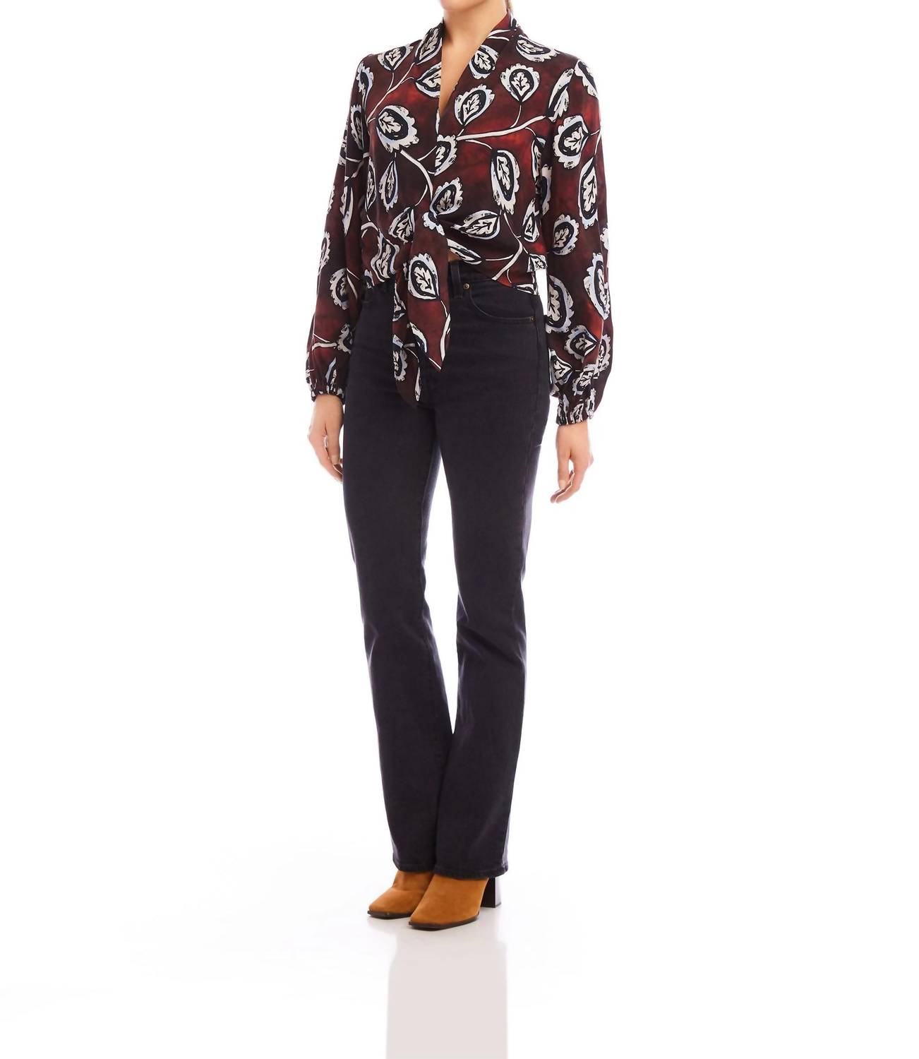 Fifteen Twenty - Scarlet Long Sleeve Tie Front Top