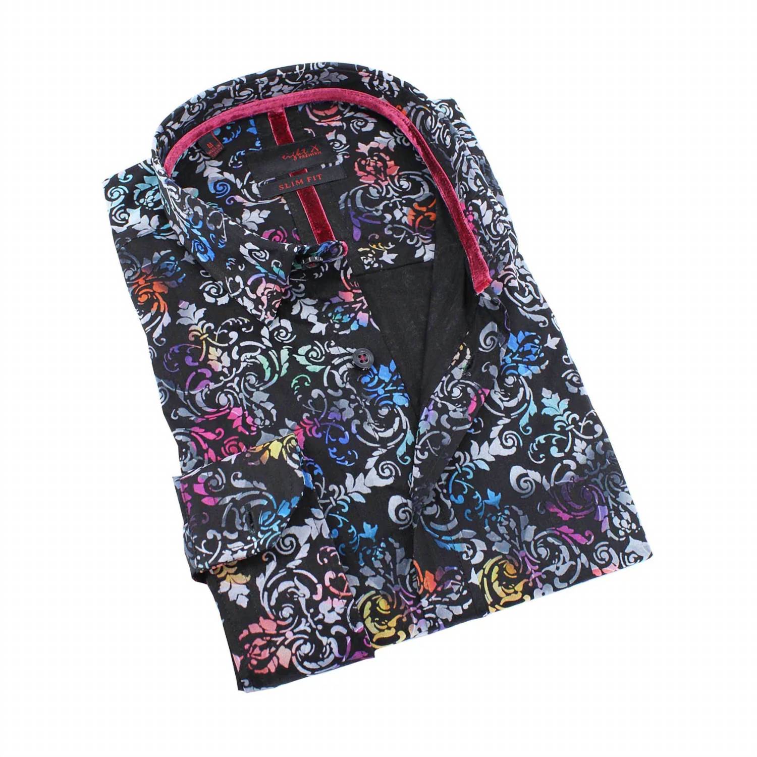 Eight X - Color Damask Print Button Down Shirt