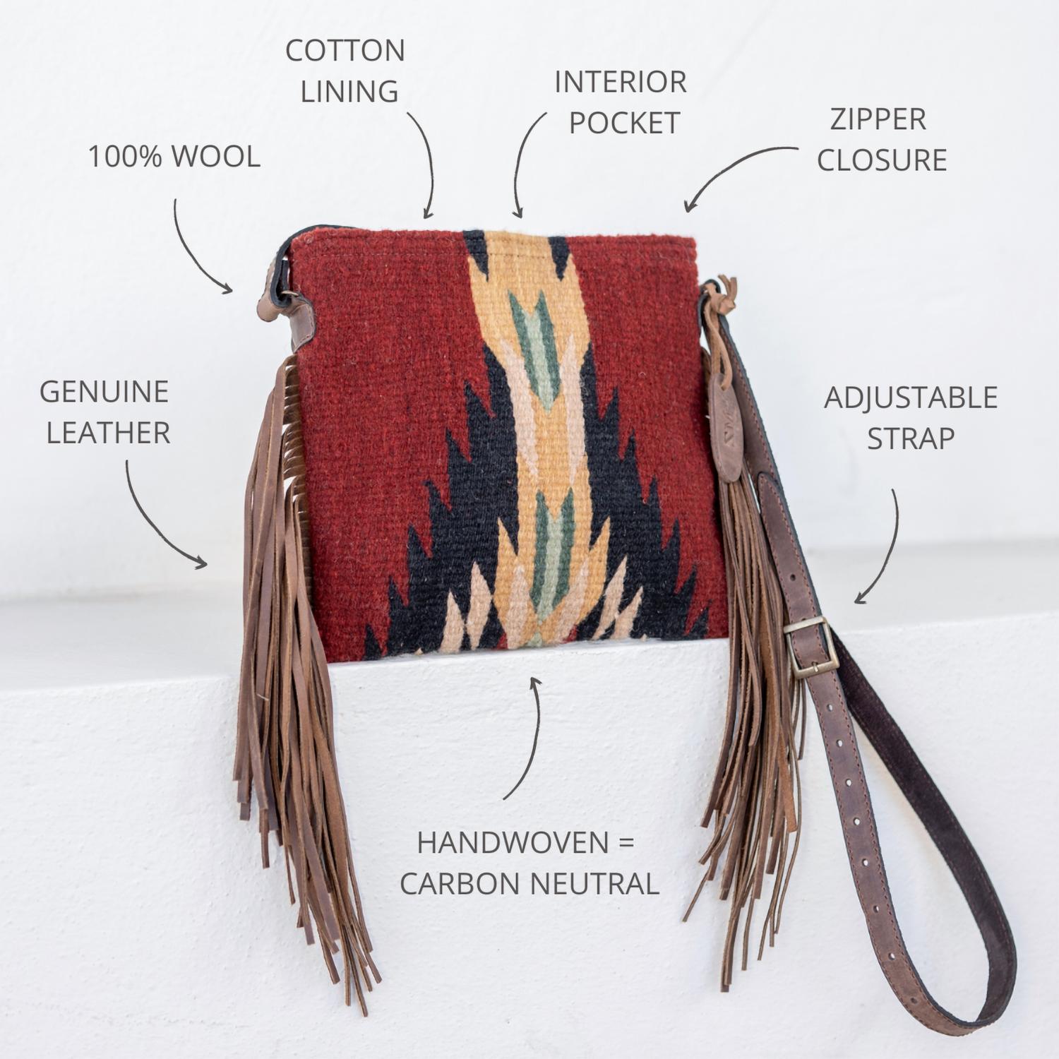 Mz Made - Women's Artisan Made Leather Fringe Bag
