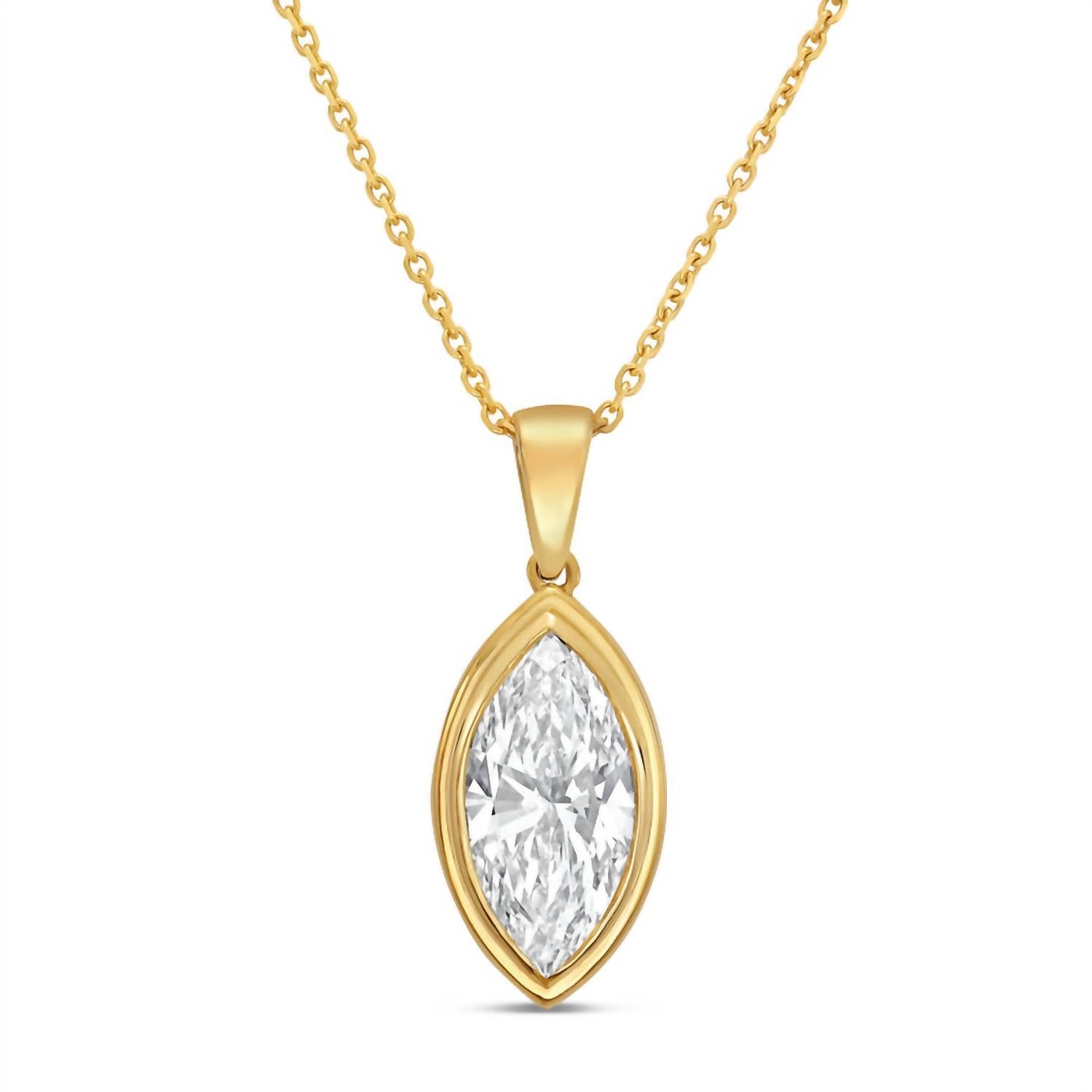 Diana M Jewels - Women's Marquise Lab-Grown Diamond Pendant Necklace (1.00 Ct) - Delicate