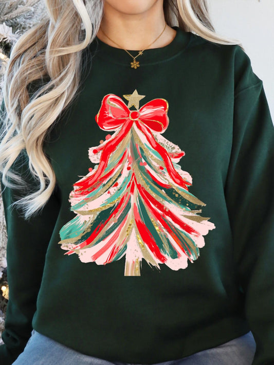 Wanderlust - Preppy Brush Stroke Christmas Tree Sweatshirt