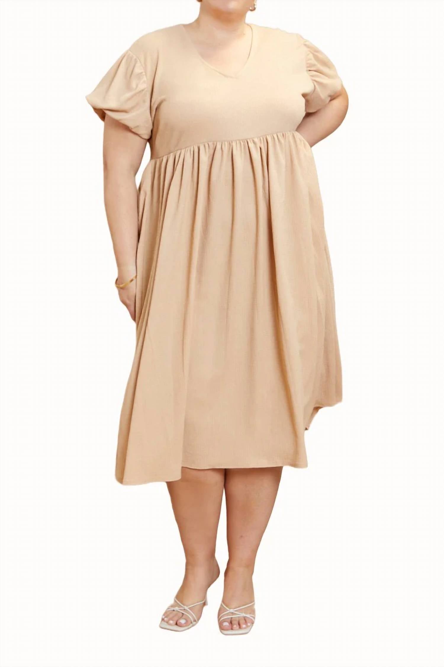 Fashion Szn Curve - Puff Sleeve Smock Dress - Plus