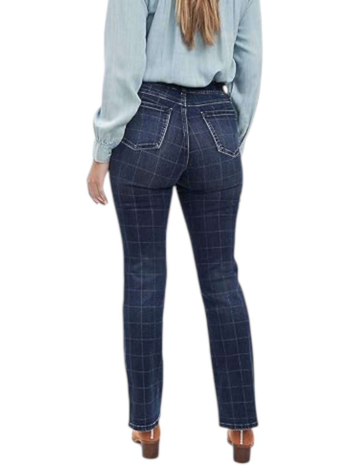FDJ Boot Cut Check Pull On Jean in indigo - women's jeans - detail view
