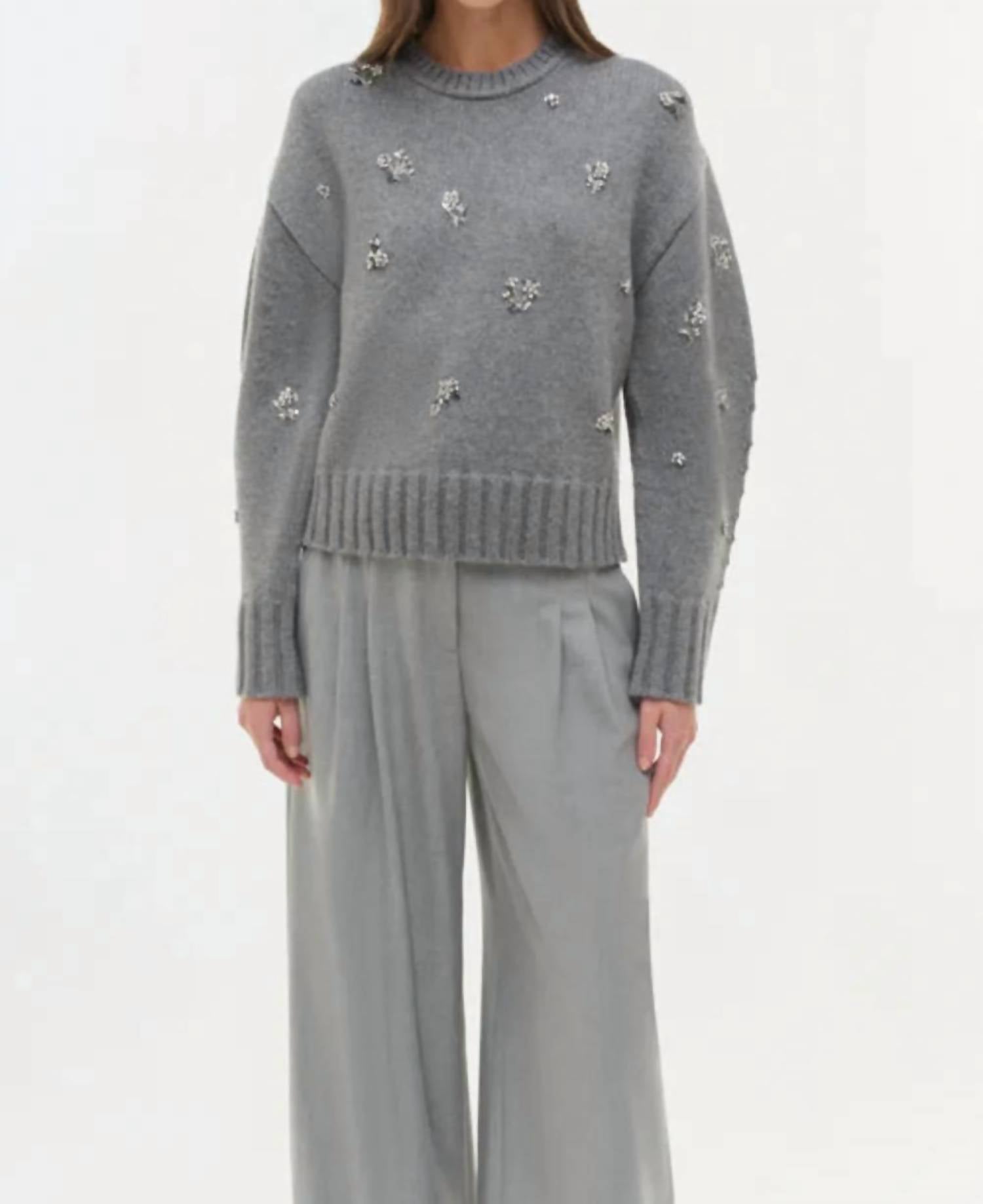 Simkhai - Coraline Embellished Knit Crewneck Sweater
