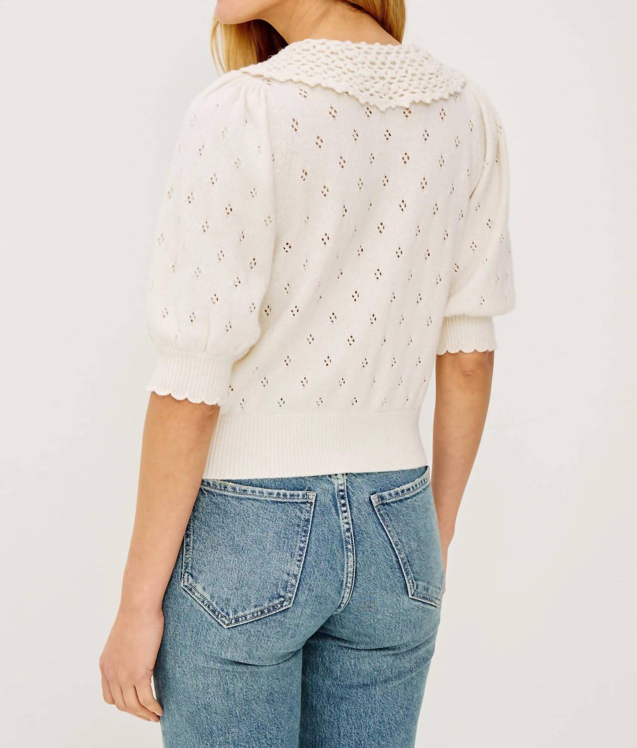 Rails Mindy Short Puff Sleeves Top in ivory - women's blouse - alternate view