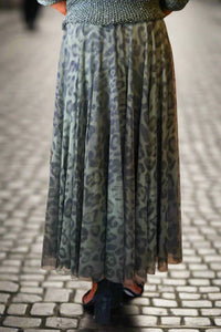 Look Mode Usa - Leopard Print Long Tulle Skirt