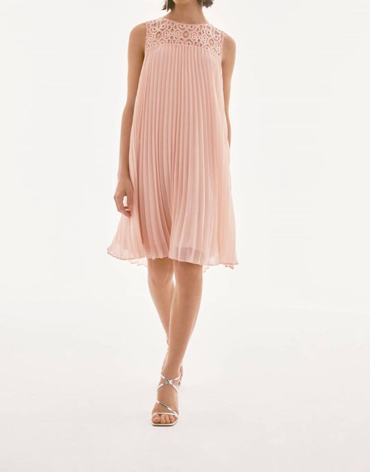 Joseph Ribkoff - Chiffon And Lace Sleeveless Pleated Dress