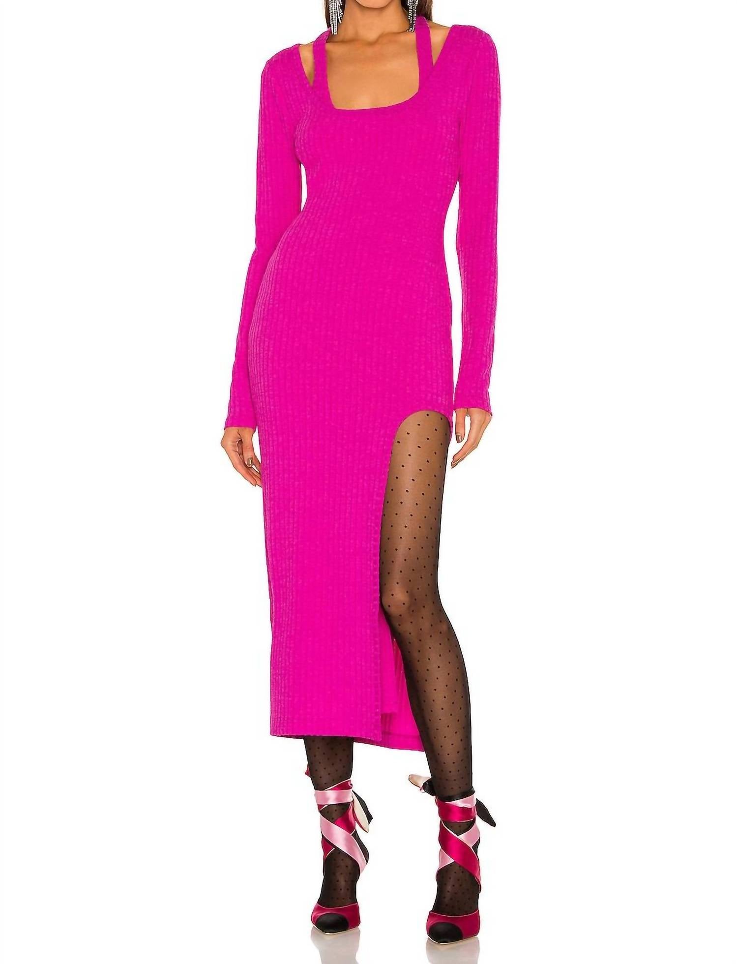 Lovers + Friends - Naomi Ribbed Long Sleeve Midi Dress