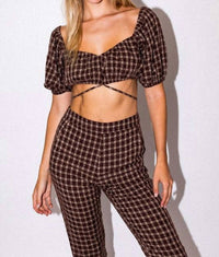 Le Lis - Sheila Tie Puff Sleeve Crop Top