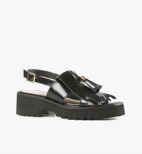 ALL BLACK Women's Kiltie Tassel Lugg Sandals in black - women's sandal