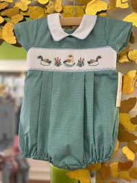 Lulu Bebe - Boy's Smocked Duck Pleated Bubble