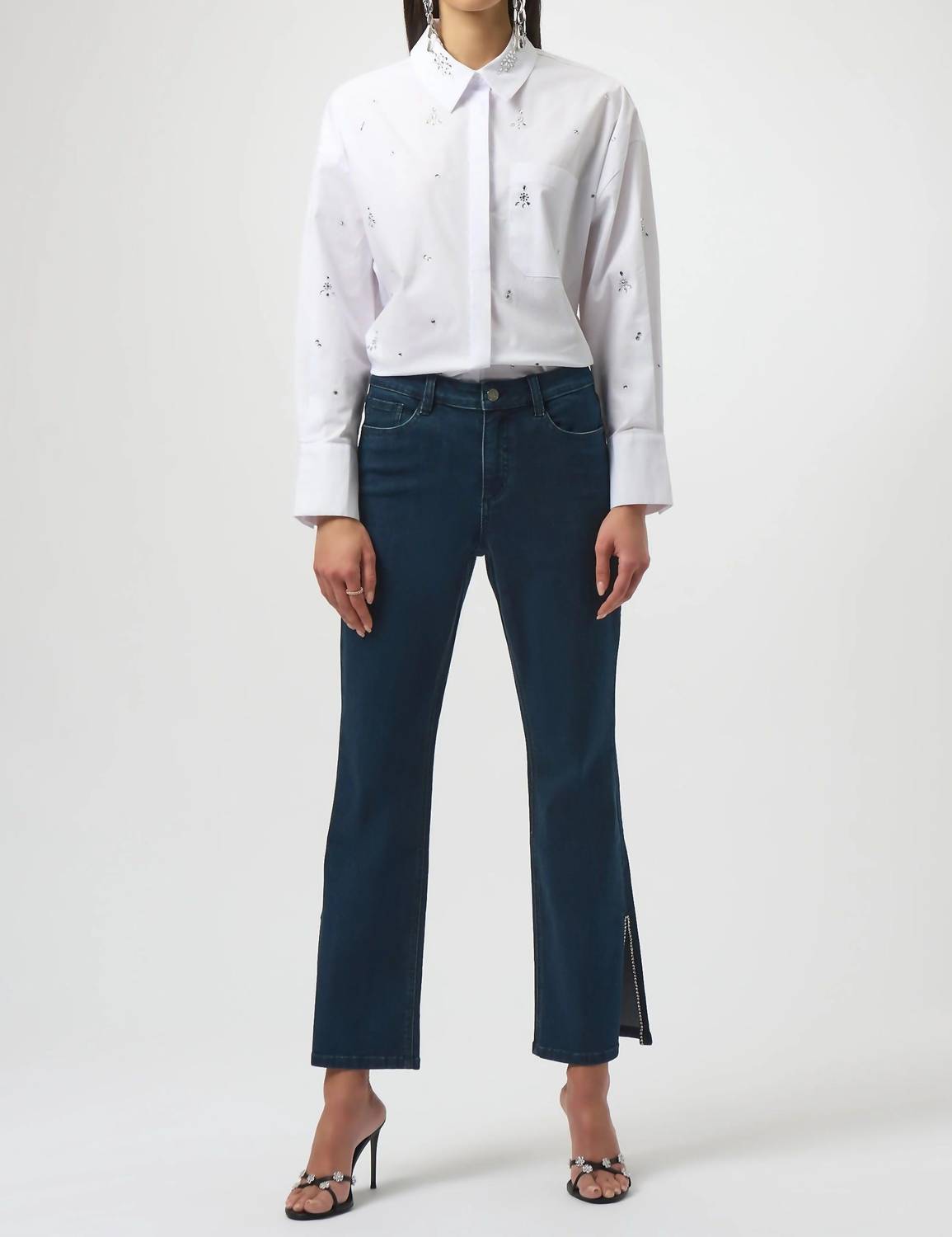 Joseph Ribkoff - Rhinestone Split Straight Jeans