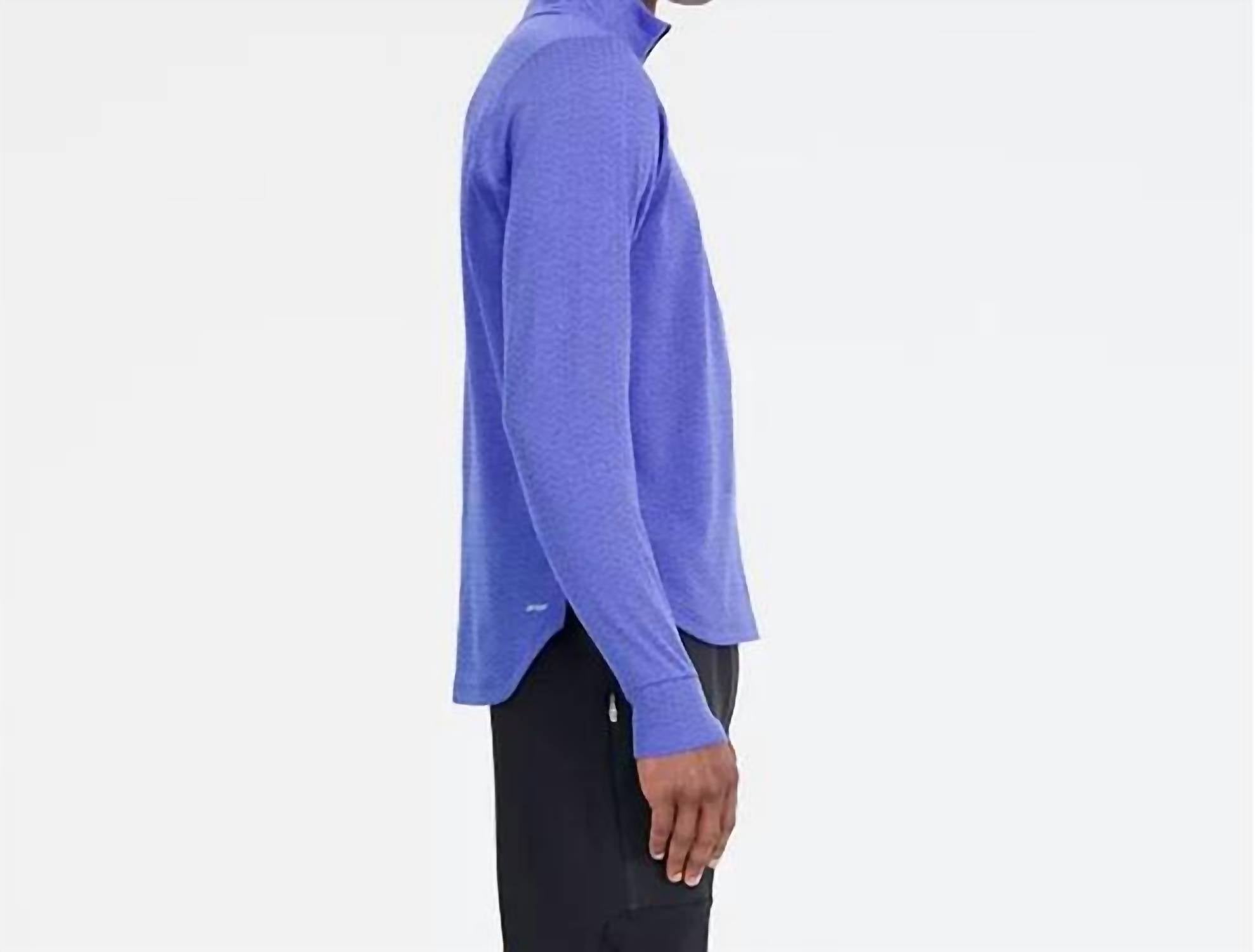 New Balance Heat Grid Half Zip Top in marine blue heather - men's shirt - alternate view