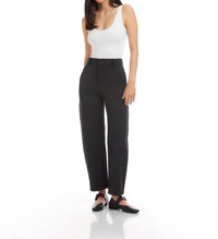 Fifteen Twenty Stevie Barrel Leg Ankle Pant in charcoal - women's jeans - detail view