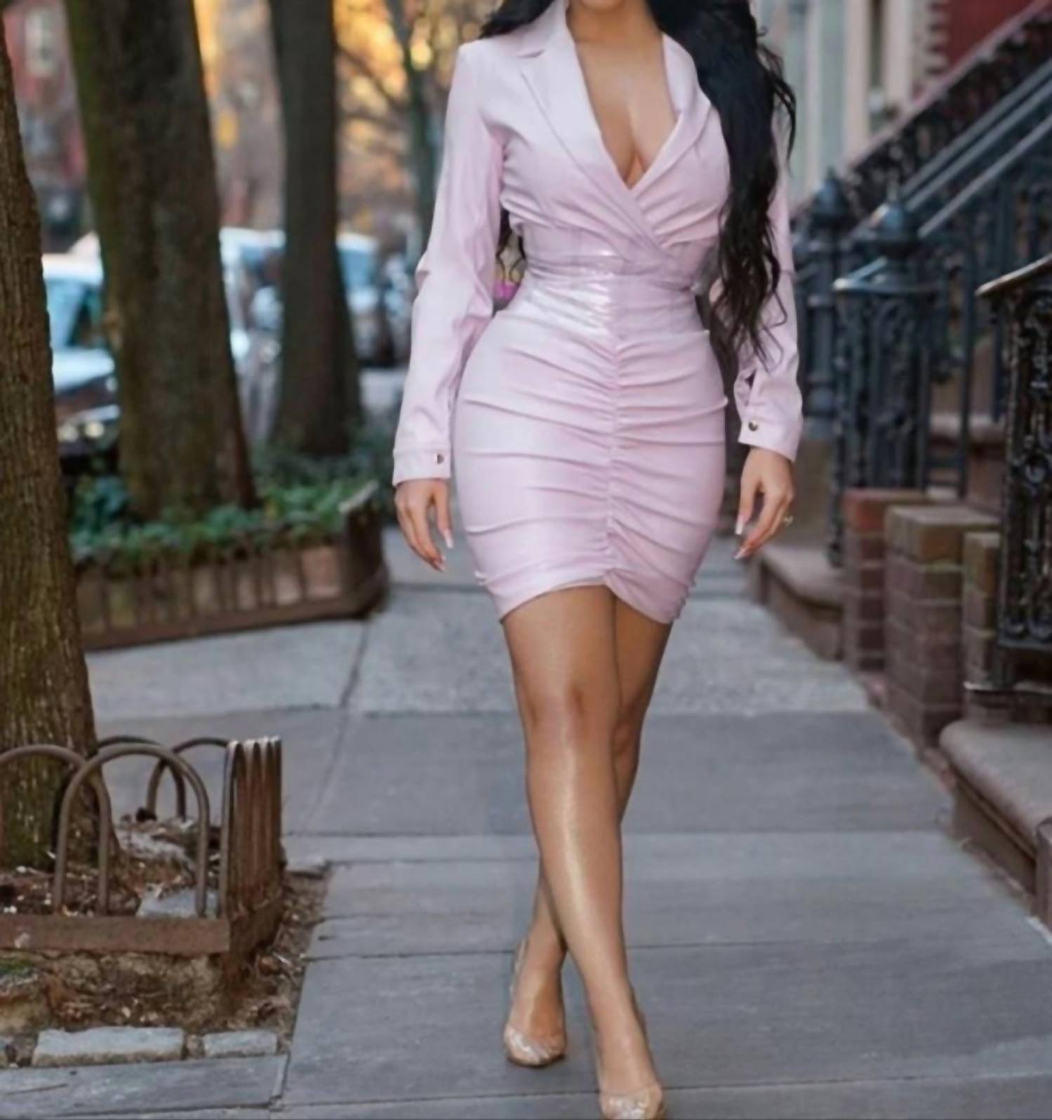 Miss Circle - Brandy Faux Leather Skirt Set