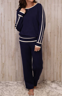 Joh Sabine Sweater Pant in blue - women's pants - detail view
