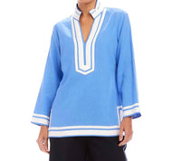 Karen Kane Boardwalk St Tropez Tunic Top in blue white - women's shirt