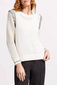 Tribal - Crew Neck Open Sweater