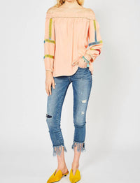 entro Off The Shoulder Crochet Top in peach - women's blouse - view 6