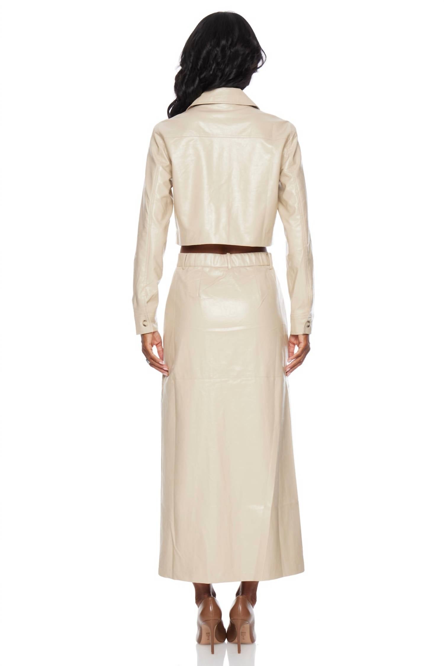 LUCY PARIS Abbot Cropped Jacket in beige - women's jacket - alternate view