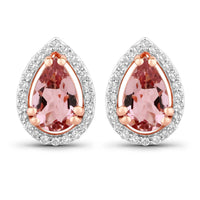 Diana M Jewels Women's Pear Natural Morganite Stud Earrings (1.56 Ct) - Classic in 14k rose gold - women's jewelry