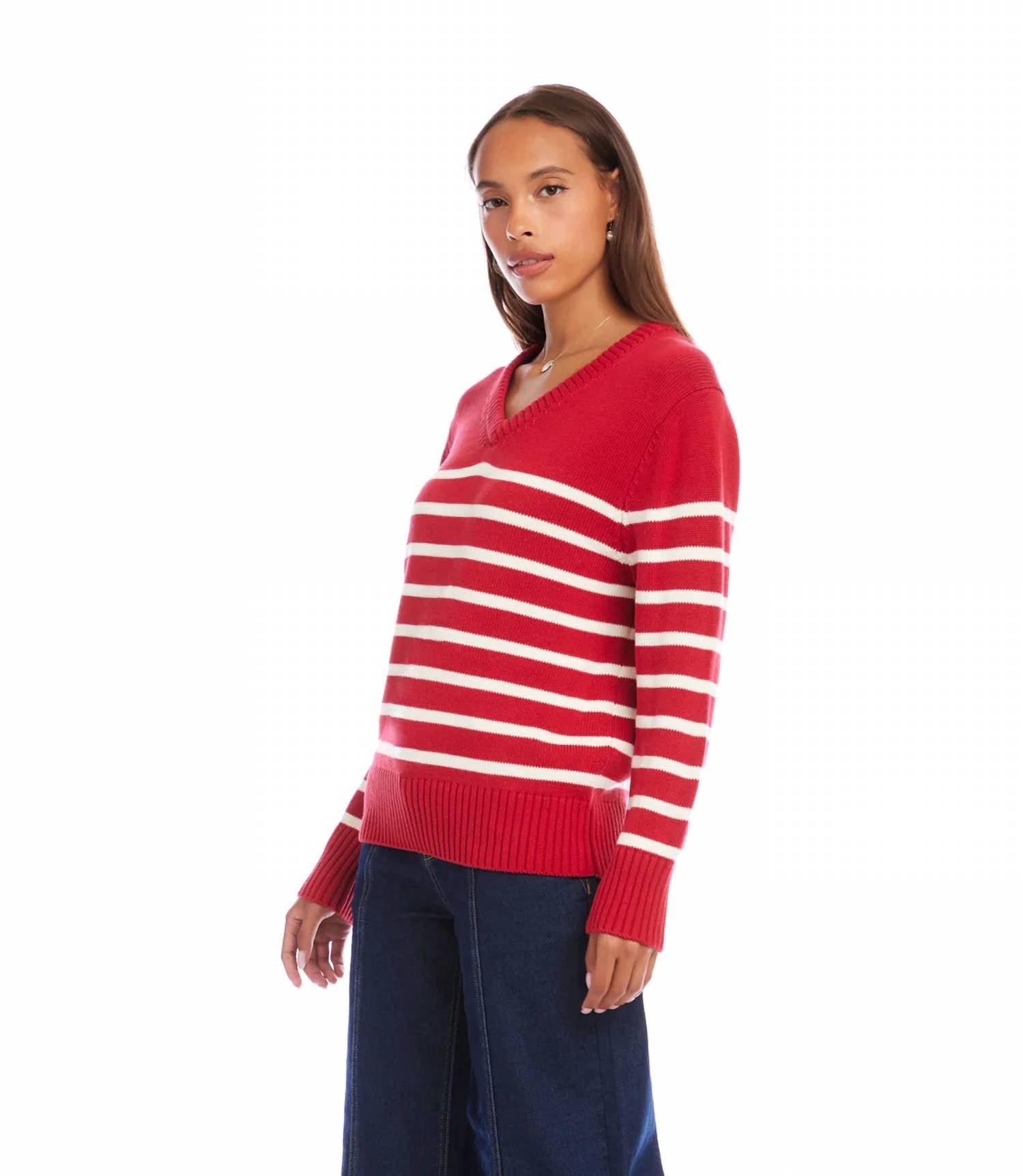 Karen Kane - Stripe V-Neck Sweater