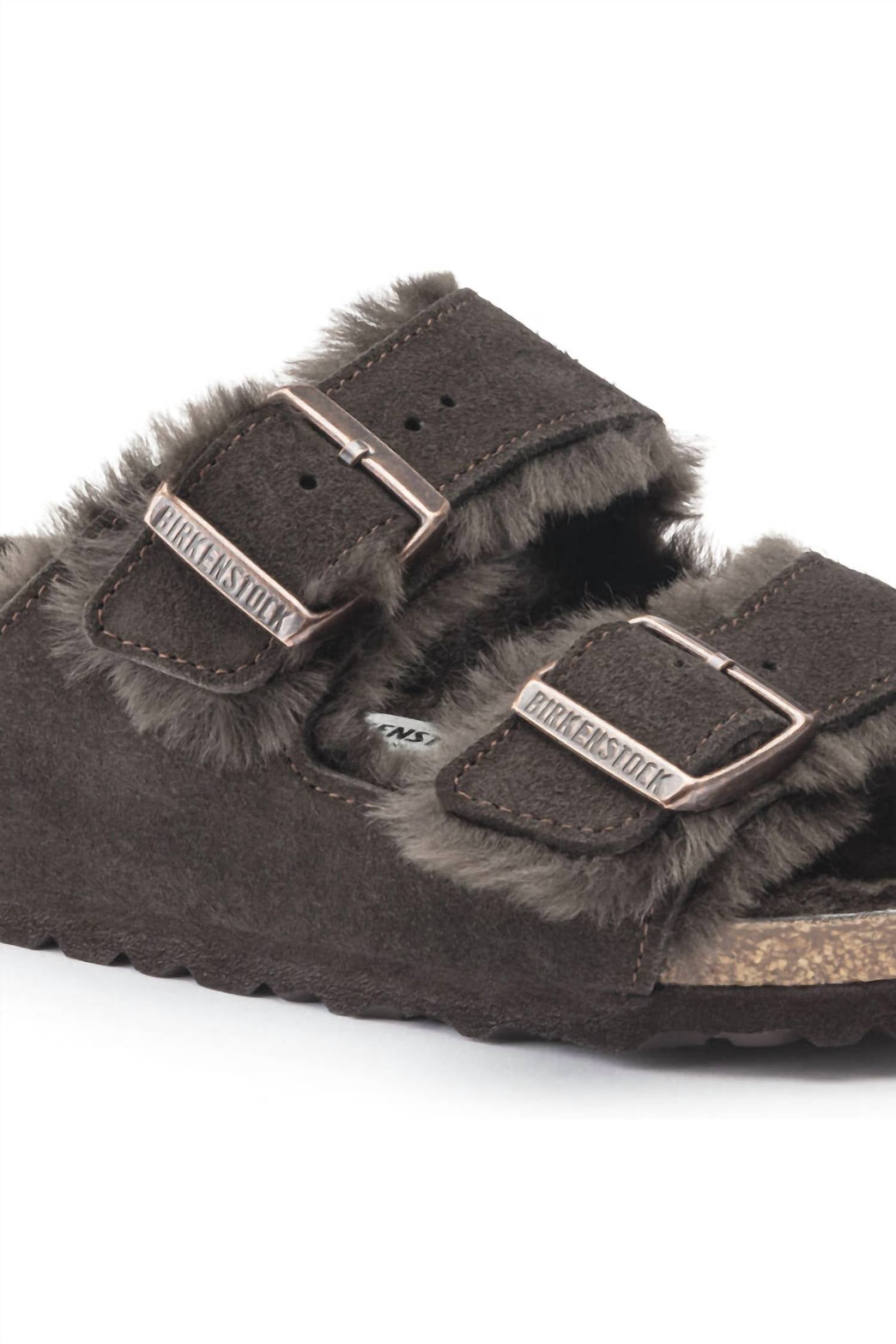BIRKENSTOCK Unisex Arizona Shearling Suede Leather Sandals in mocha - women's sandal - alternate view