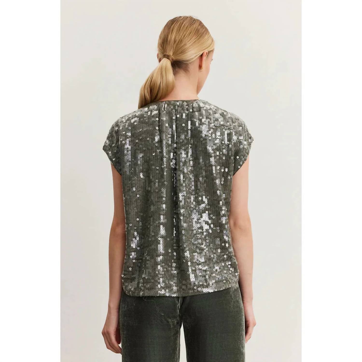 Velvet By Graham & Spencer - Elorie Gunmetal Sequin Top