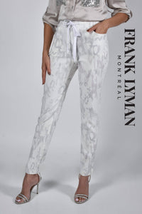 Frank Lyman Cora Animal Print Pants in white - women's pants