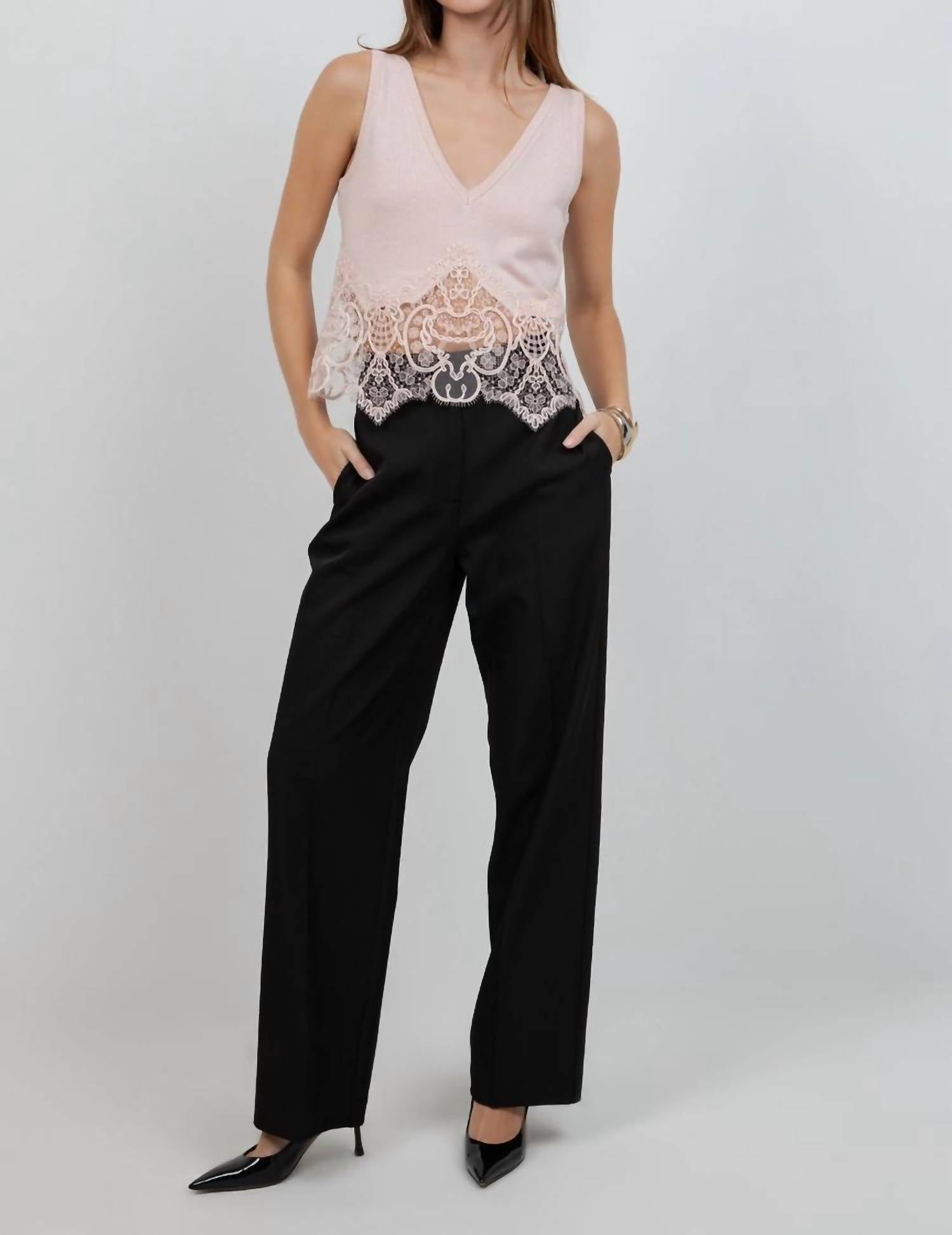 Whiteroom+Cactus - Knitted Sweater with Lace Edge Detailing