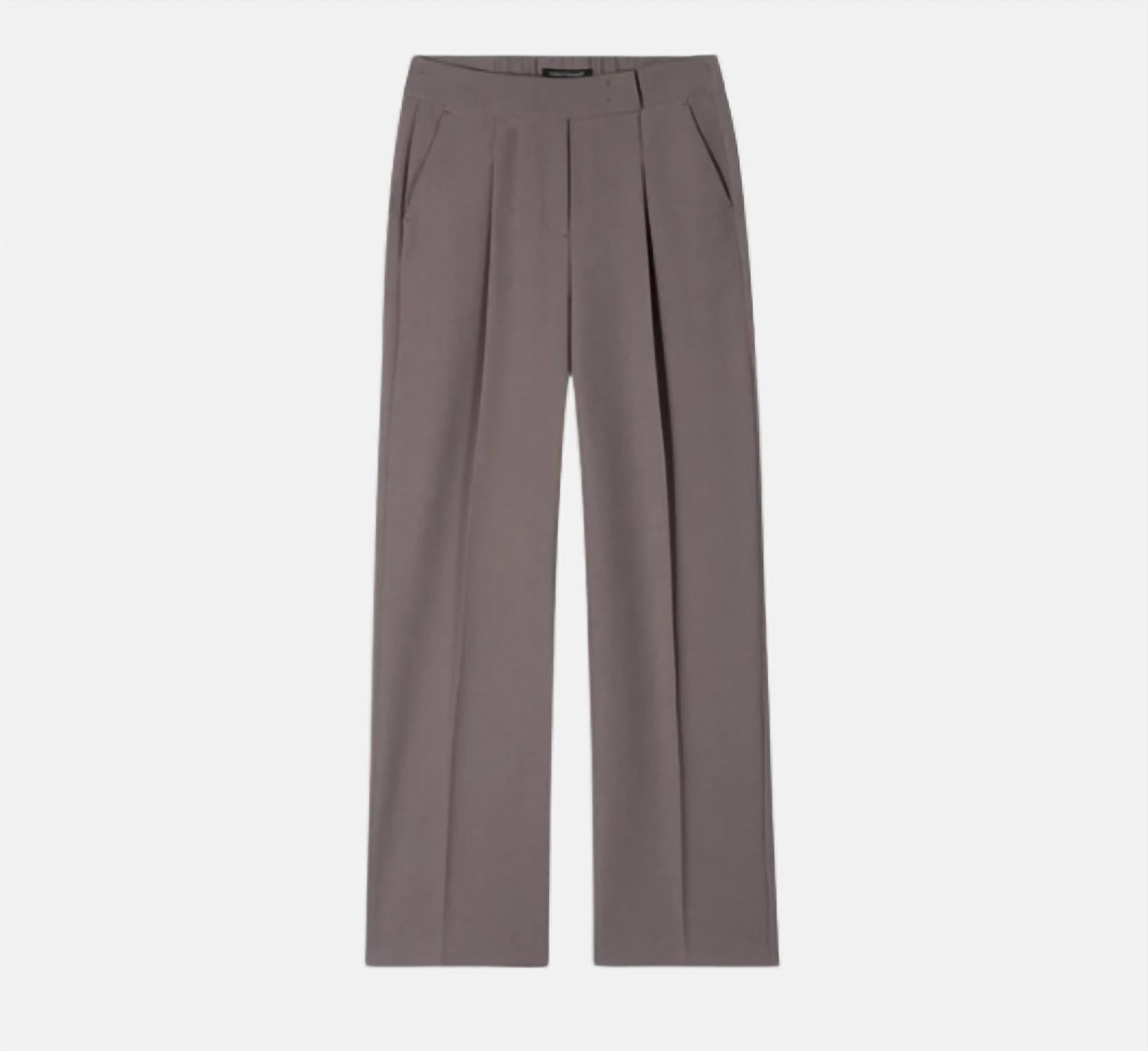 LUISA CERANO Tab Closure Straight Leg Trouser in taupe - women's pants - view 5