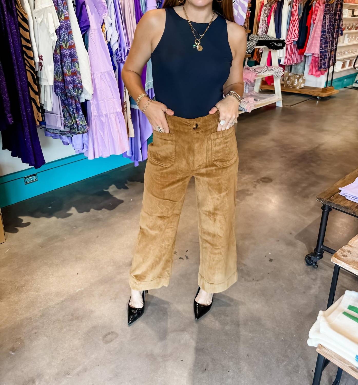 Velvet Heart - Cropped Wide Leg Corduroy Pants