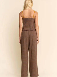 Davi & Dani - Striped Knit Cami & Wide-leg Pants Set