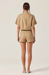 Astr - Deborah Linen Blend Safari Top