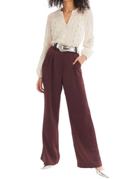 ALLISON NEW YORK JOAN SATIN PANTS in chocolate - women's pants