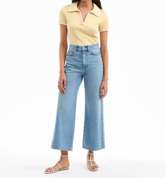 Veronica Beard - Taylor Scalloped Cropped Wide Leg Jean