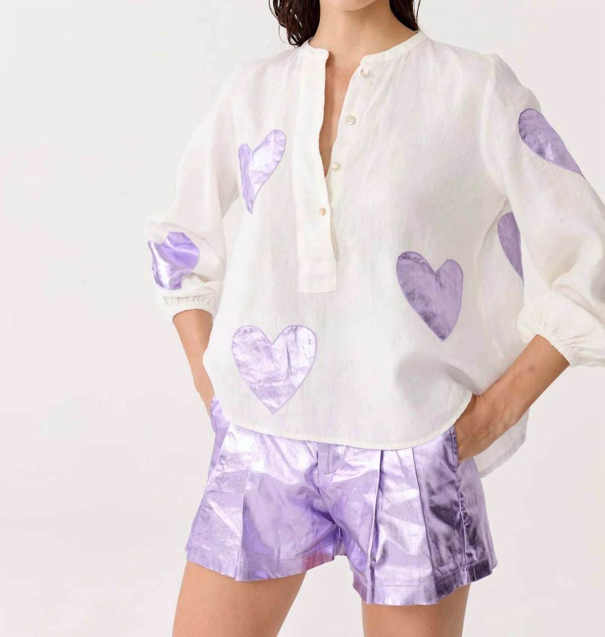 Lanhtropy - Cupid Linen Leather Heart Shirt