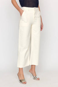 CHRISTY LYNN Dorian Cropped Denim Pant in ecru - women's pants - detail view