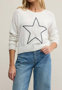 Z Supply Lucky Star Sweater in white - women's sweater