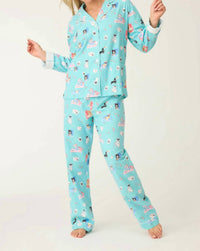 PJ Salvage This Is How I Roll 3-Piece Flannel PJ Set in turquoise - women's intimate