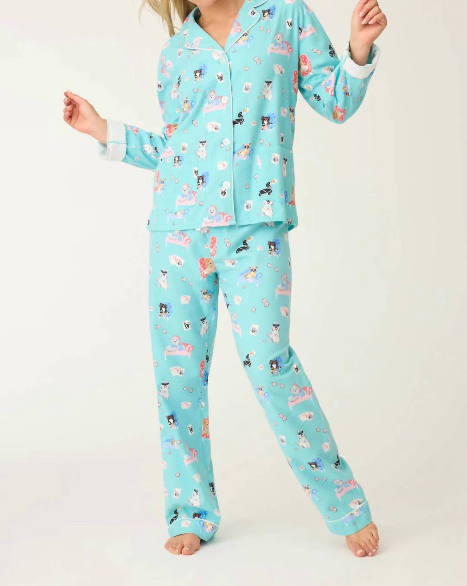 PJ Salvage This Is How I Roll 3-Piece Flannel PJ Set in turquoise - women's intimate
