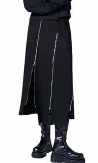 Leather & Luxe Asymmetrical Zipper Knit Skirt in black - women's skirt - detail view