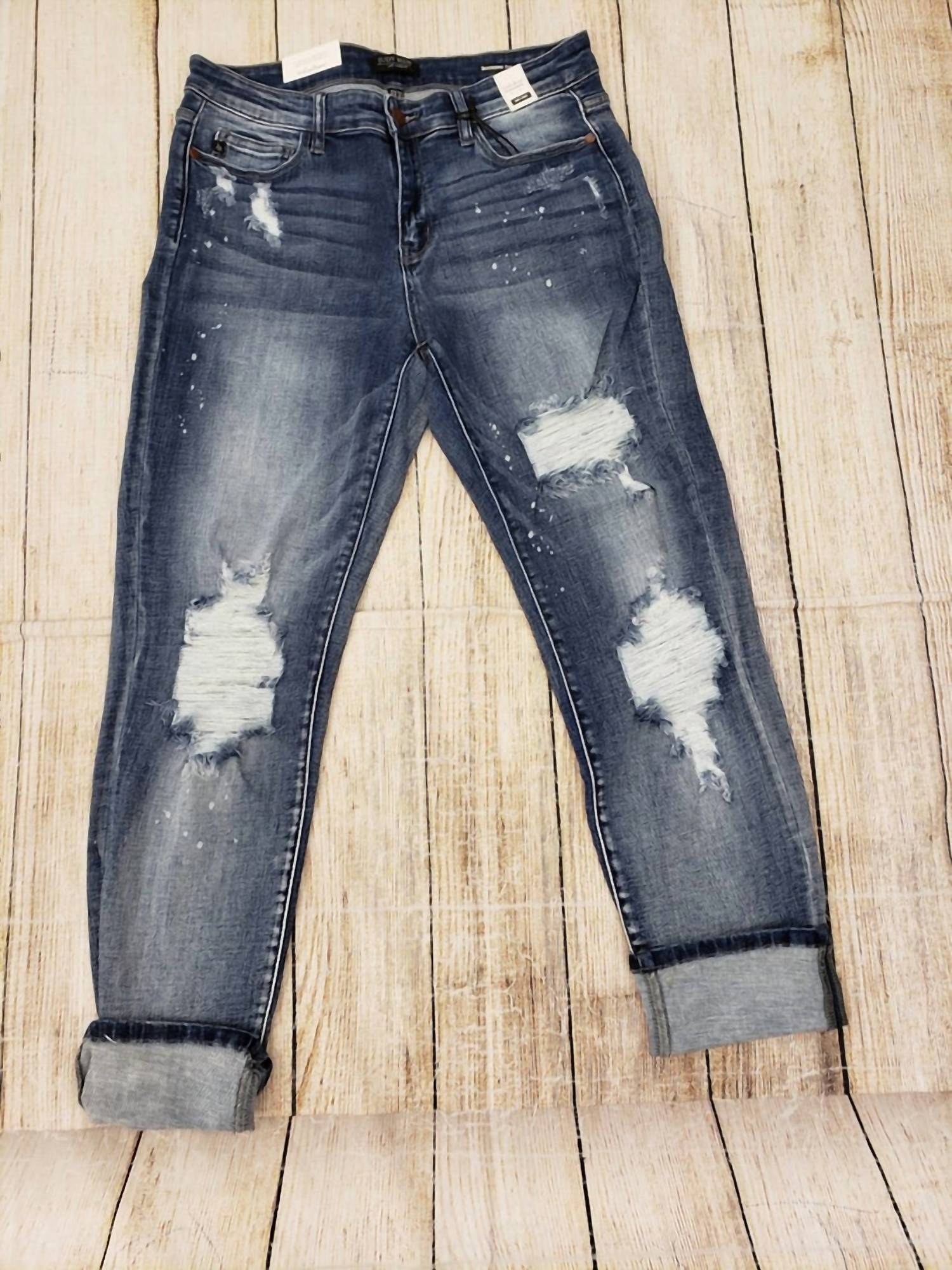 Judy Blue - Women's Boyfriend Fit Splash Jeans