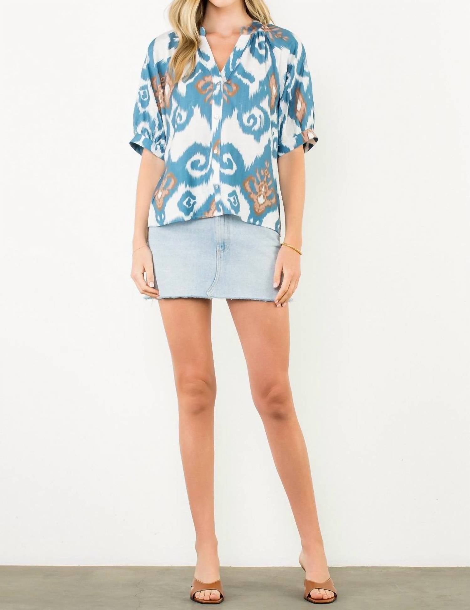 Thml - Short Sleeve Print V-neck Top