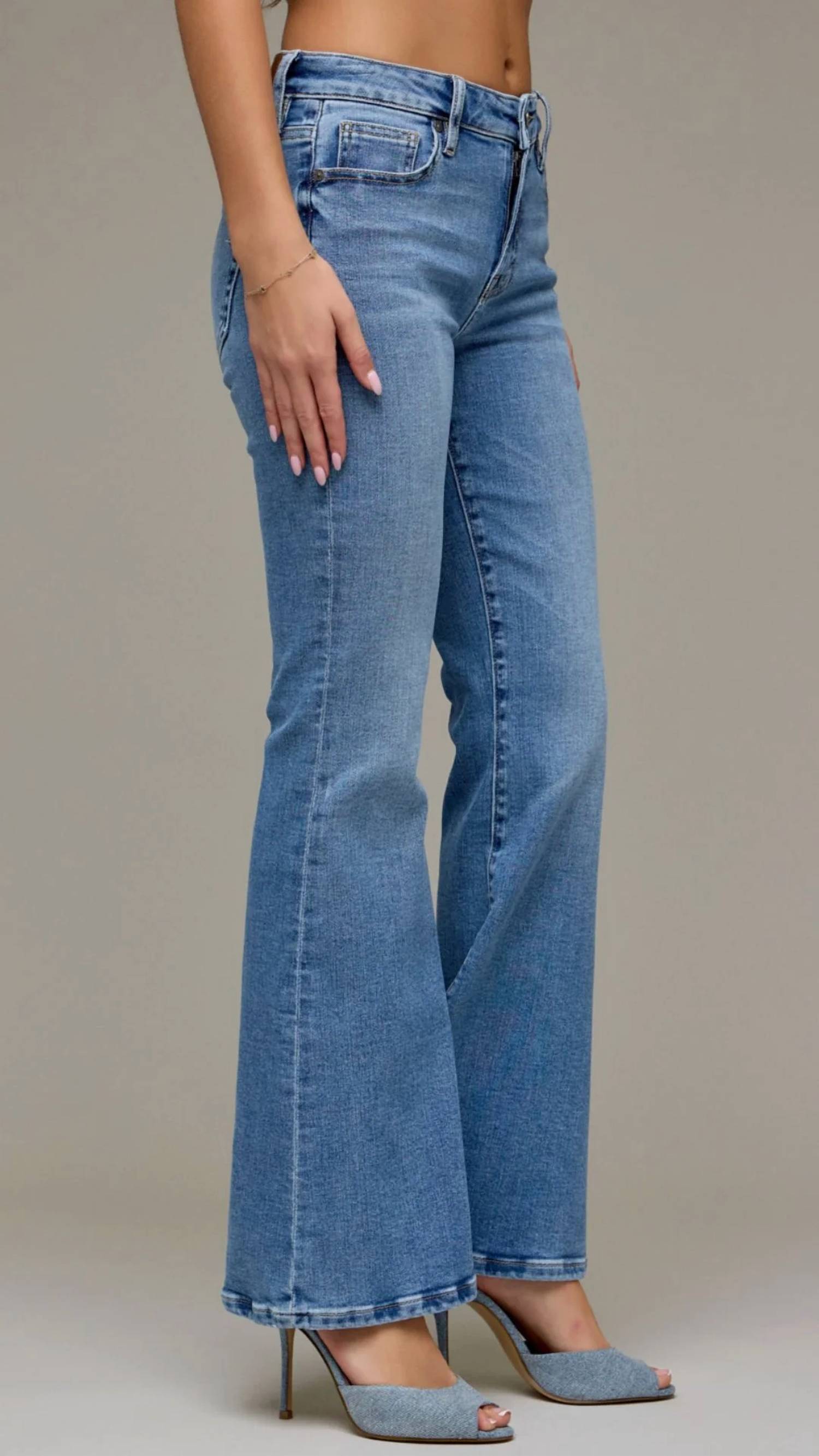 Hidden - Mid Rise Full Length Flare Jeans